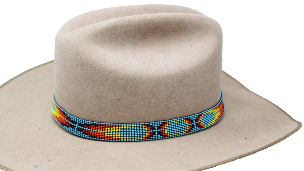 6989 3/4" Western Handmade Beaded Southwest Rodeo Elastic Stretchy Hat Band